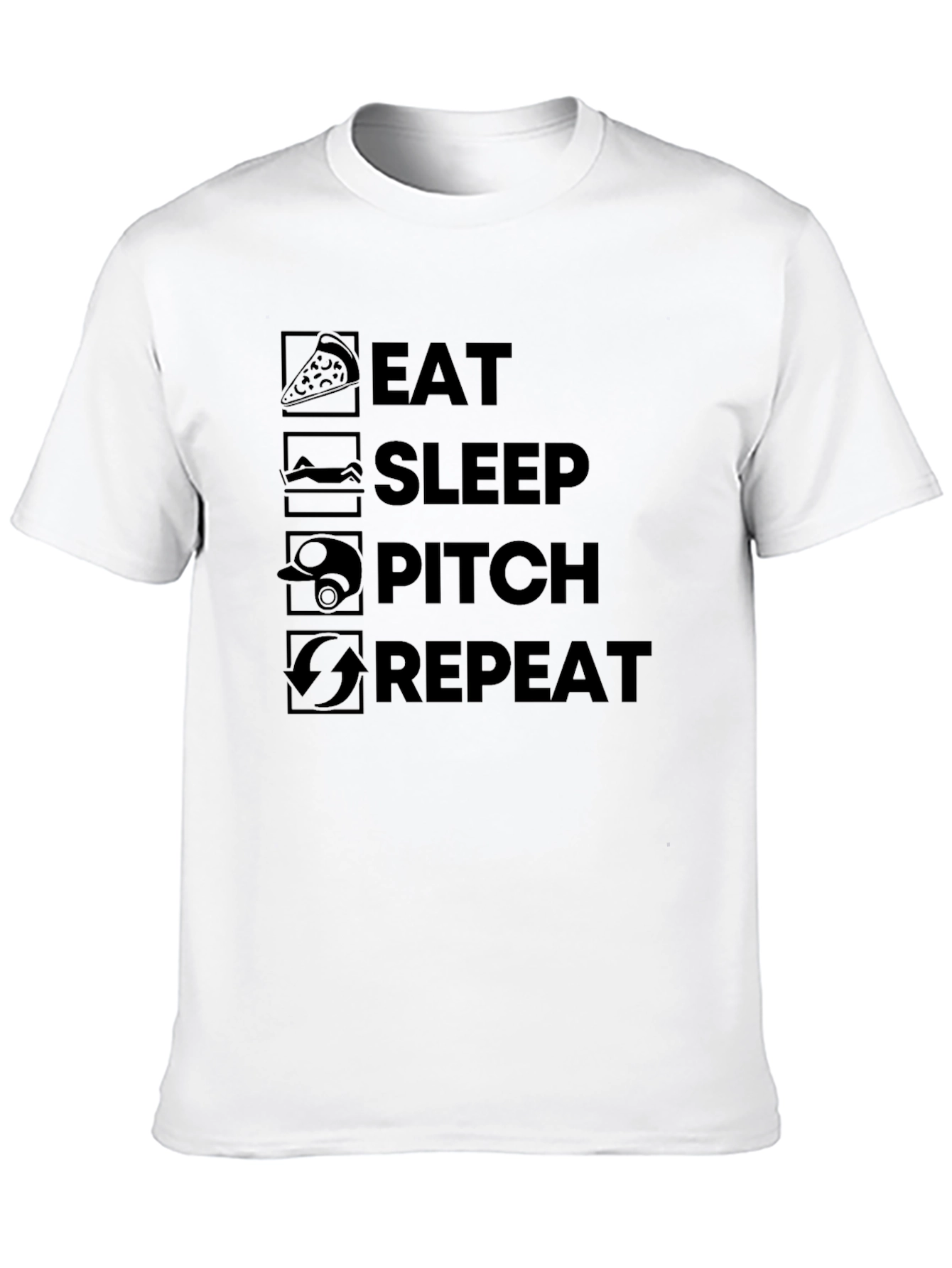 Eat Sleep Pitch Repeat Black T-Shirt