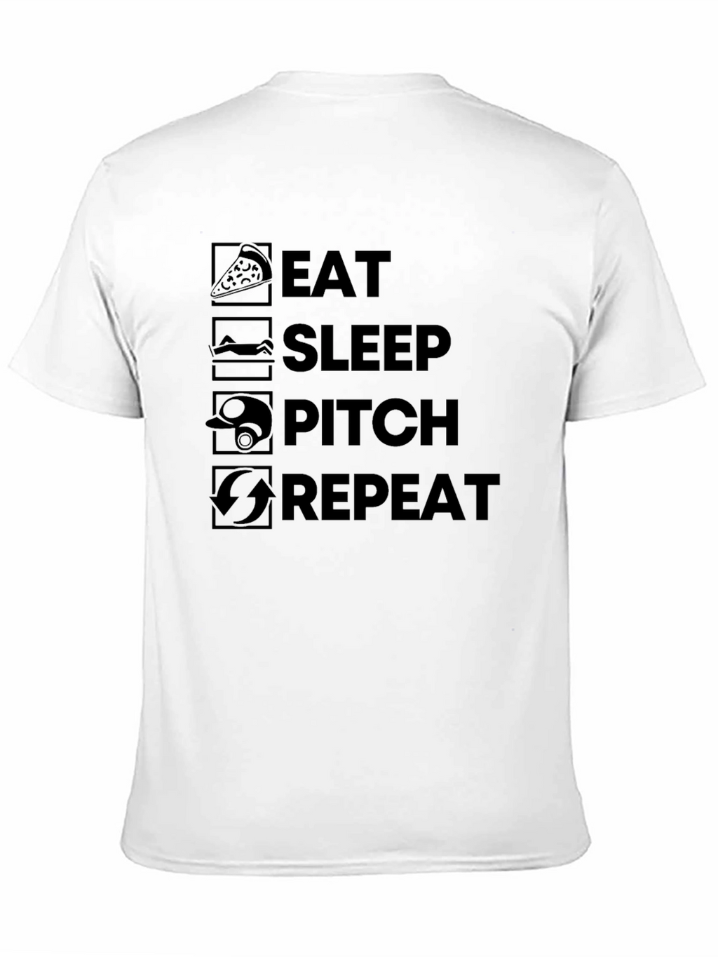 Eat Sleep Pitch Repeat Black T-Shirt