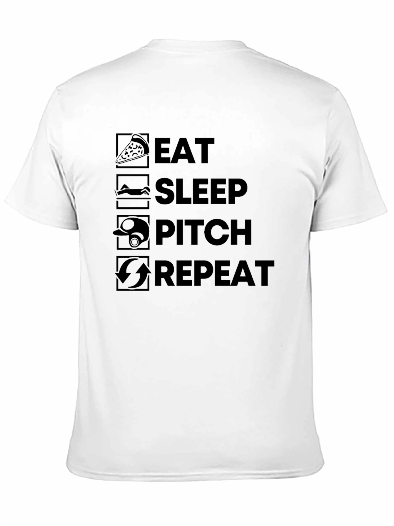 Eat Sleep Pitch Repeat Black T-Shirt