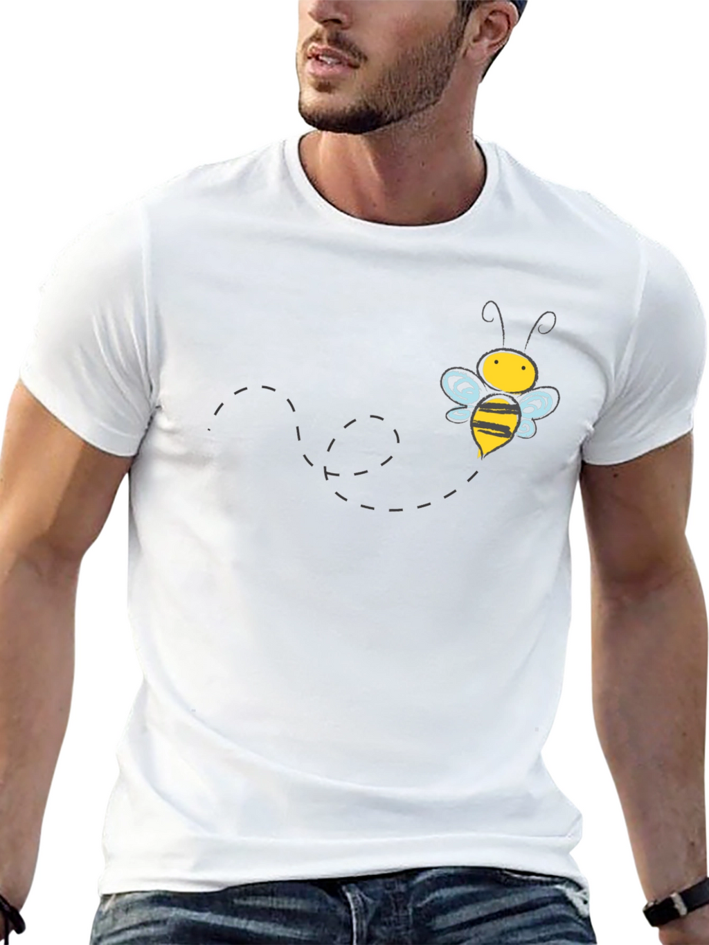 Mens Black Bee Graphic T-Shirt