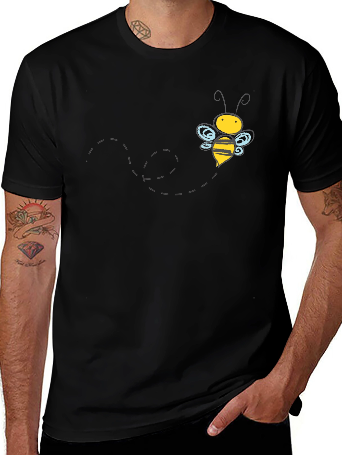 Mens Black Bee Graphic T-Shirt