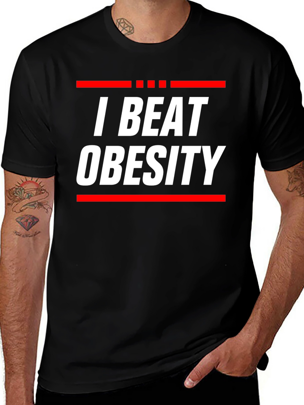 I Beat Obesity Graphic T-Shirt