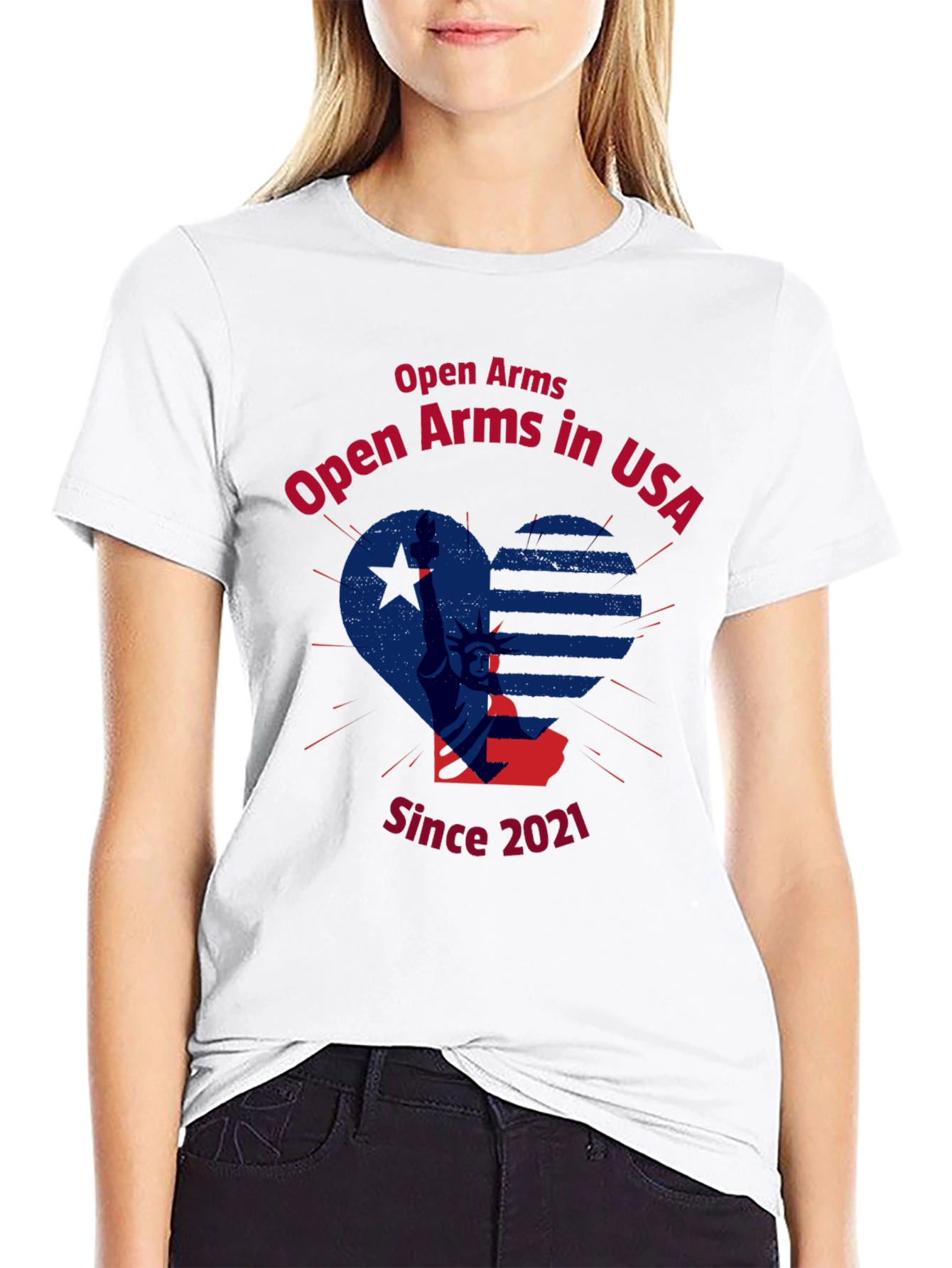 Open Arms in USA Patriotic Graphic T-Shirt