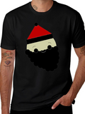 Santa Cartoon Graphic Black T-Shirt