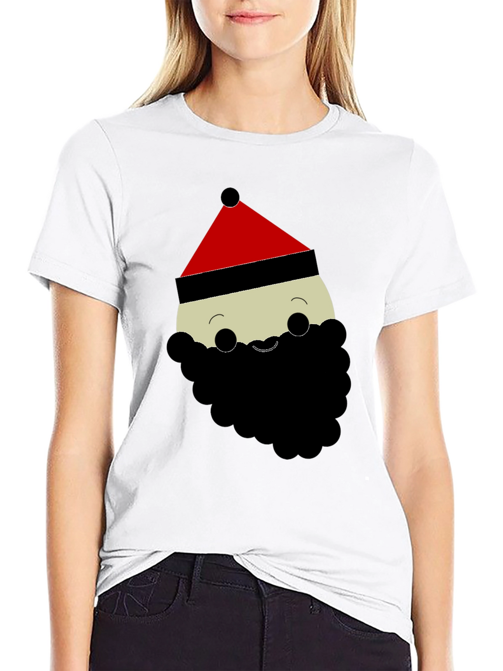Santa Cartoon Graphic Black T-Shirt