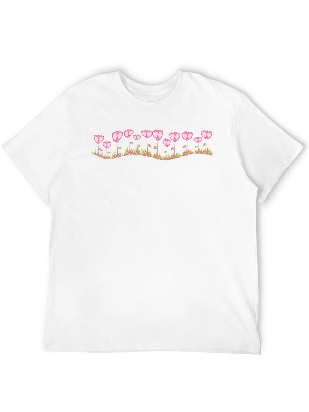 Floral Heart Tulip Graphic Black T-Shirt
