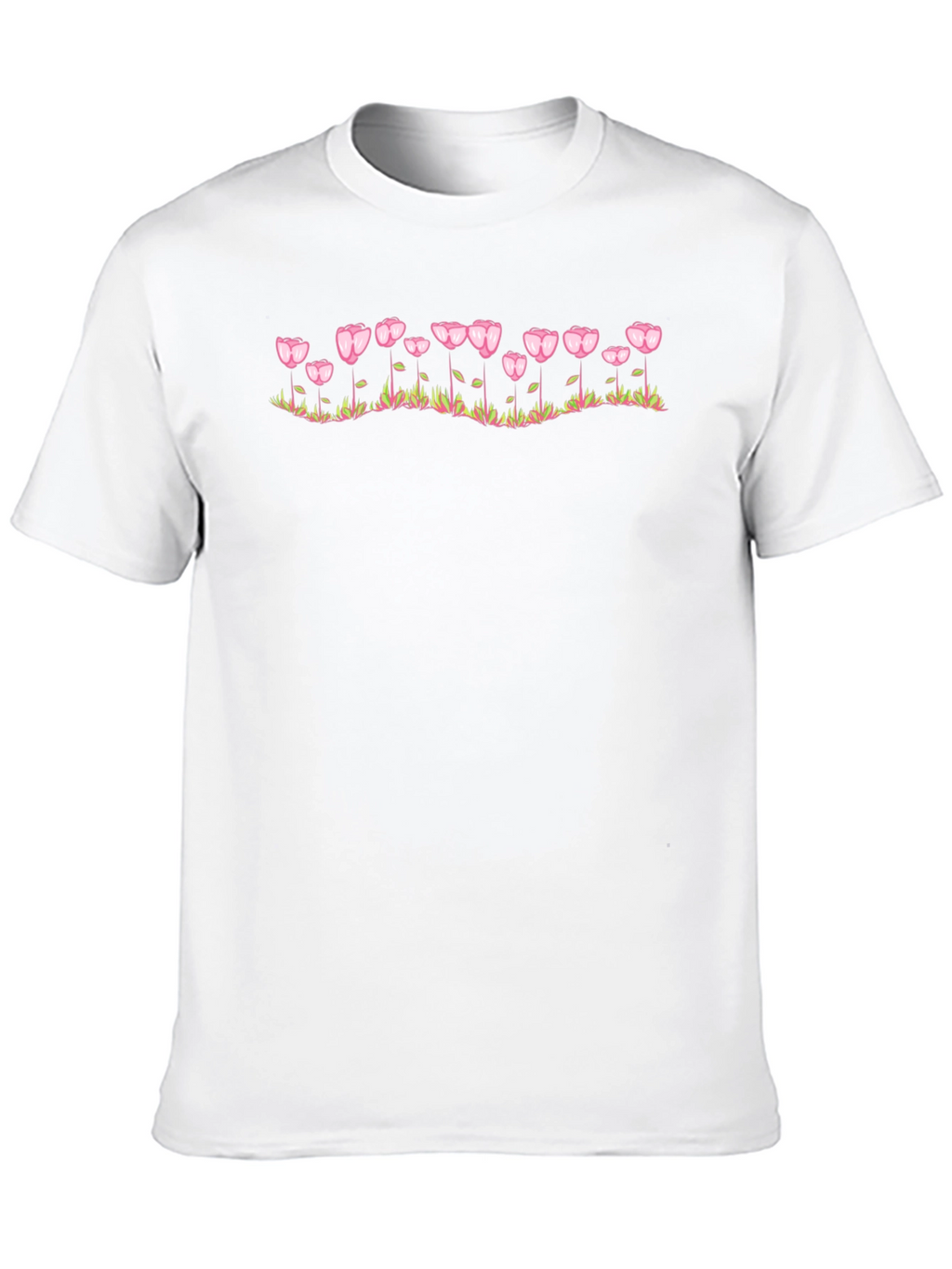 Floral Heart Tulip Graphic Black T-Shirt