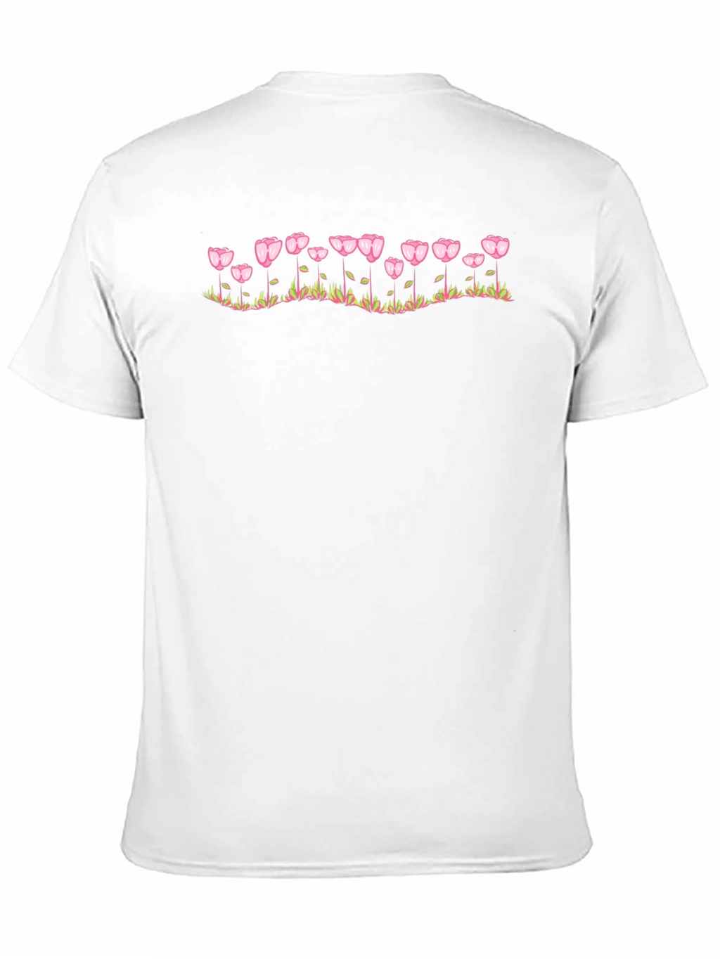 Floral Heart Tulip Graphic Black T-Shirt