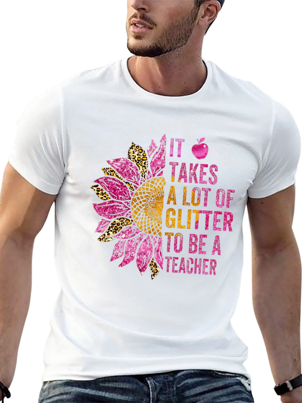 Glitter Teacher Sunflower T-Shirt