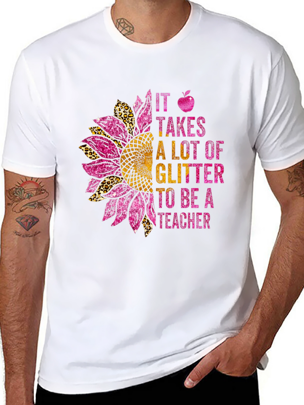 Glitter Teacher Sunflower T-Shirt