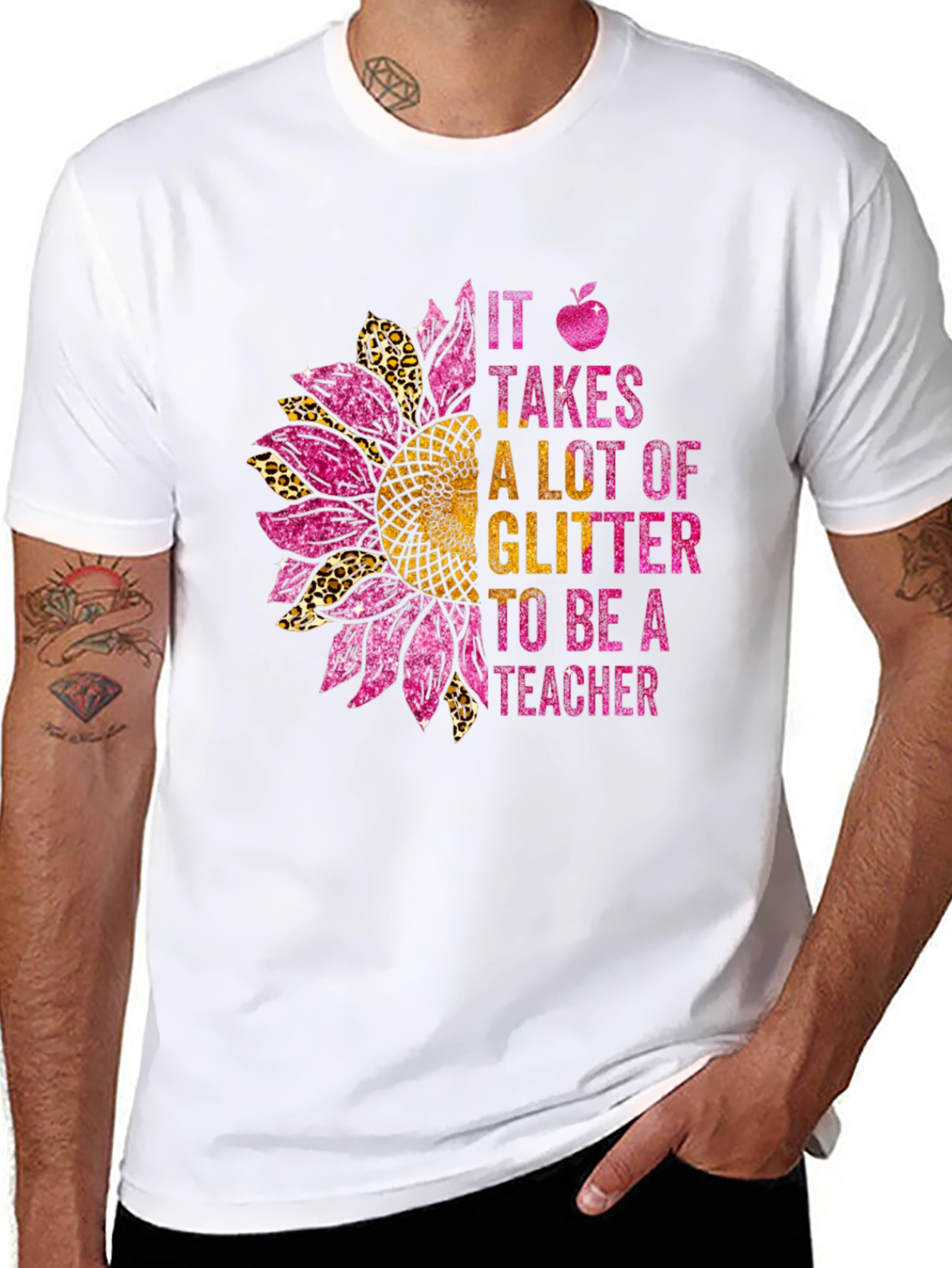 Glitter Teacher Sunflower T-Shirt