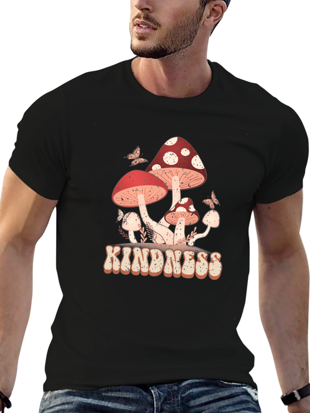 Kindness Mushroom Graphic T-Shirt - Black