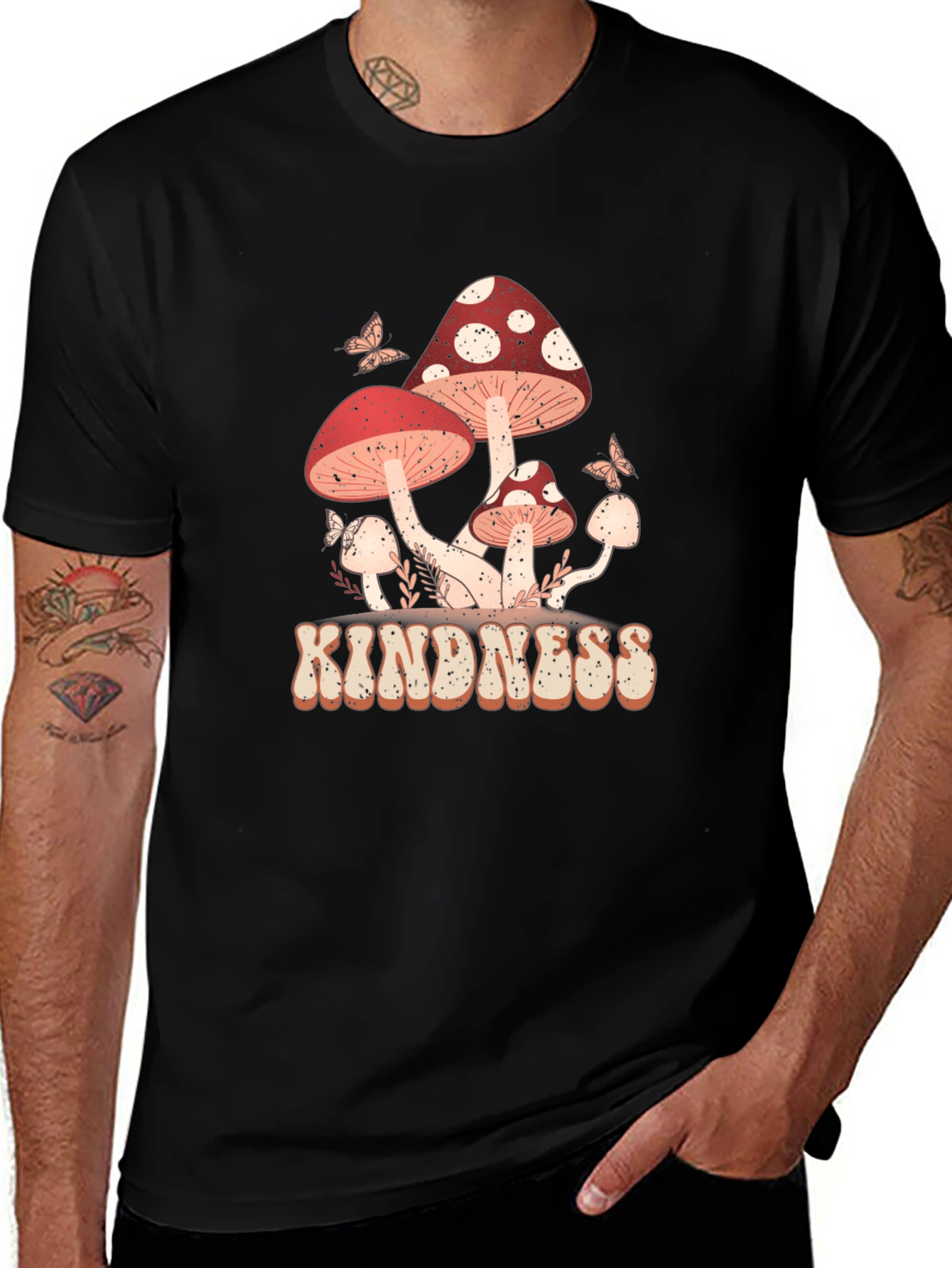 Kindness Mushroom Graphic T-Shirt - Black