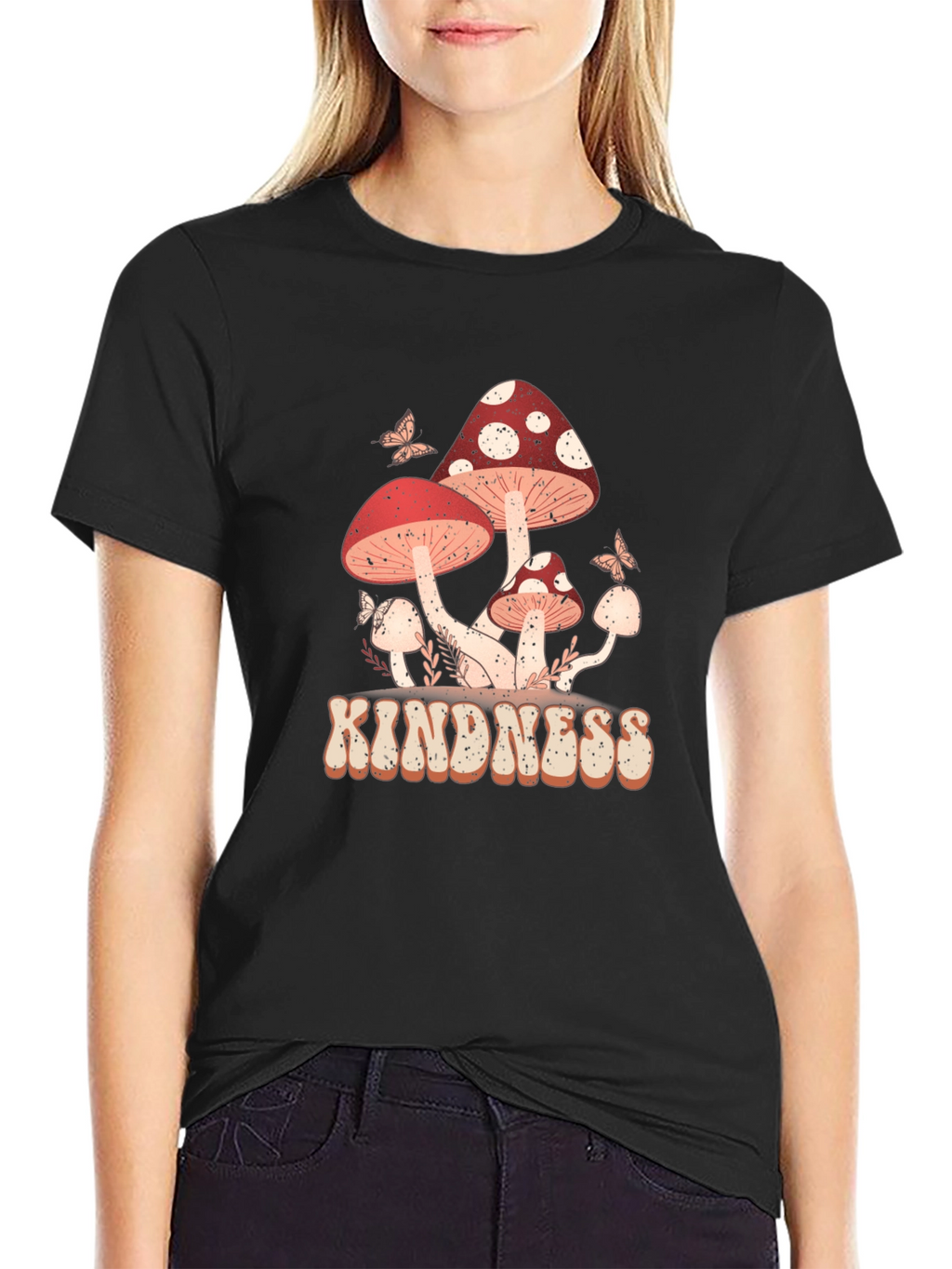 Kindness Mushroom Graphic T-Shirt - Black