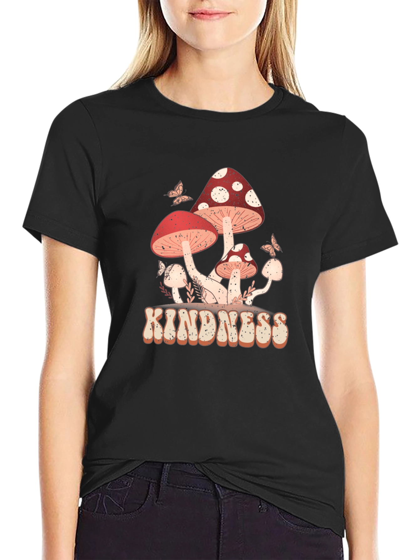 Kindness Mushroom Graphic T-Shirt - Black