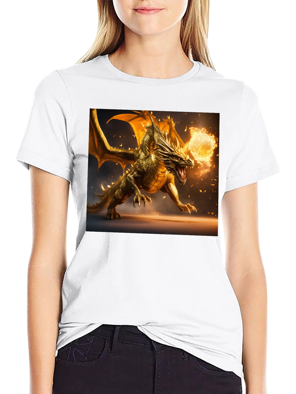 Dragon Fireball Graphic Black T-Shirt