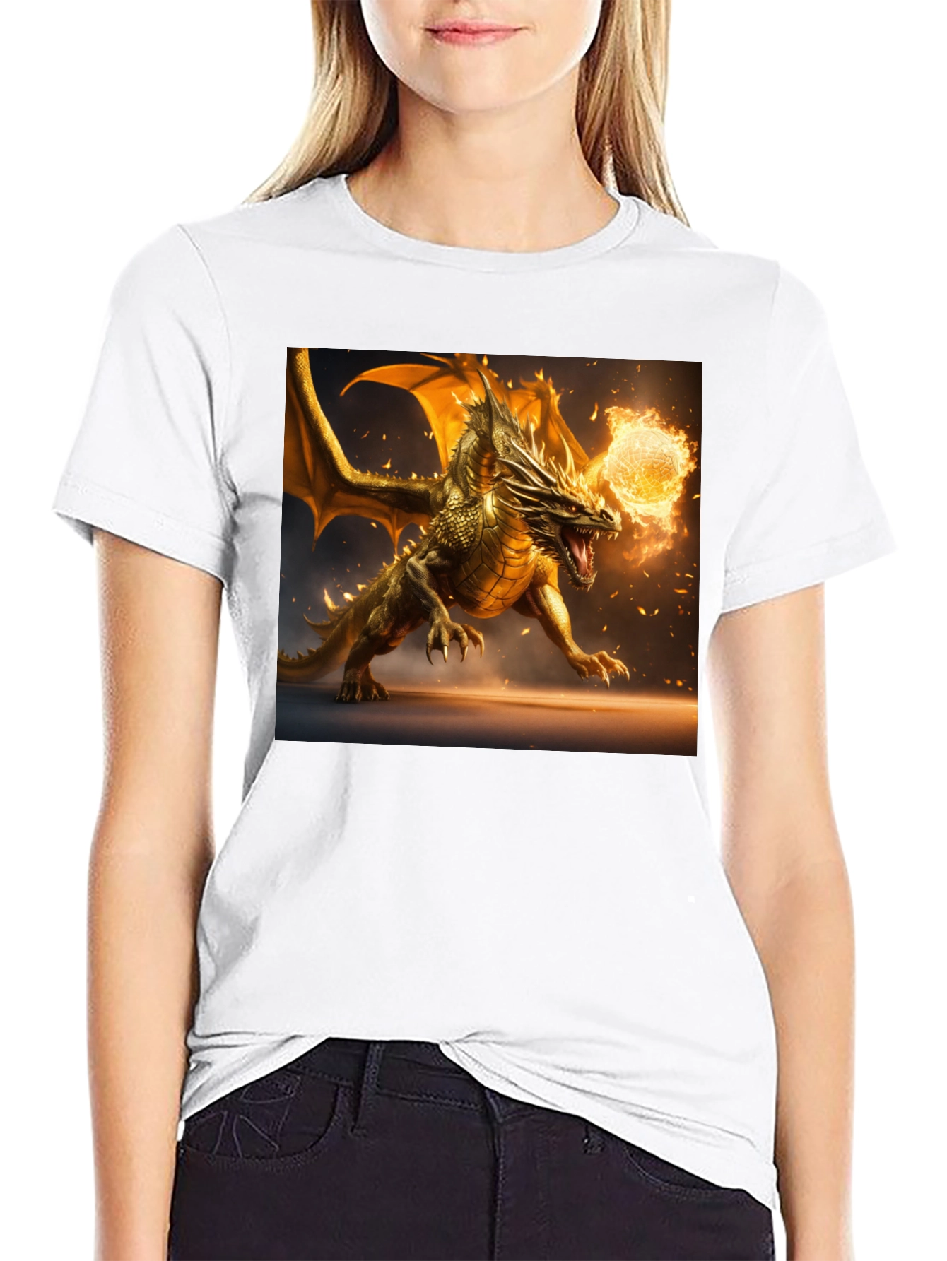 Dragon Fireball Graphic Black T-Shirt