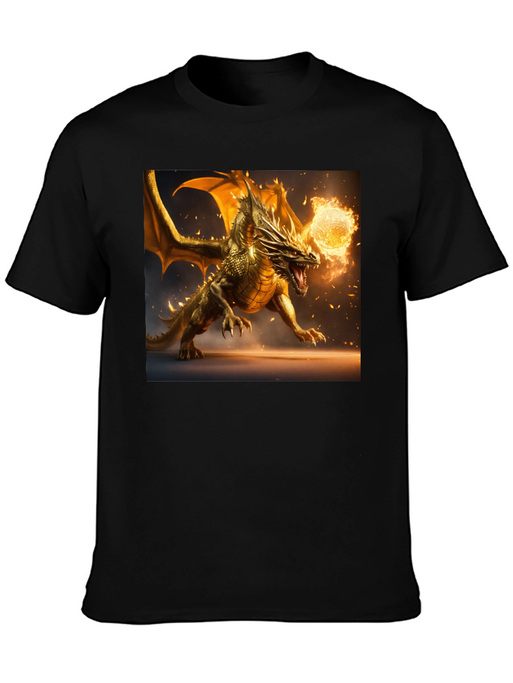 Dragon Fireball Graphic Black T-Shirt