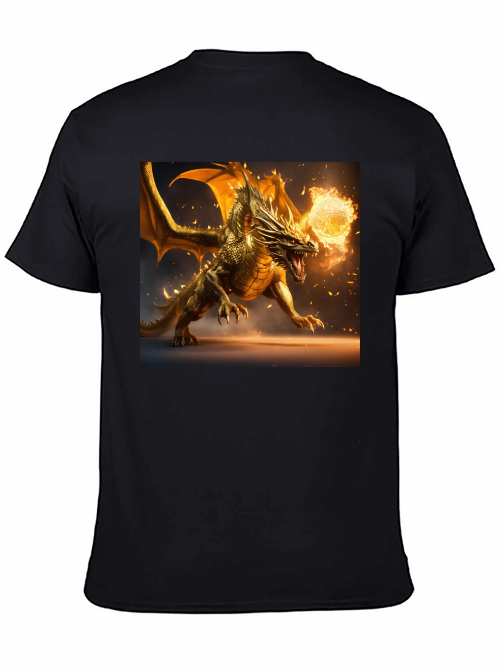 Dragon Fireball Graphic Black T-Shirt