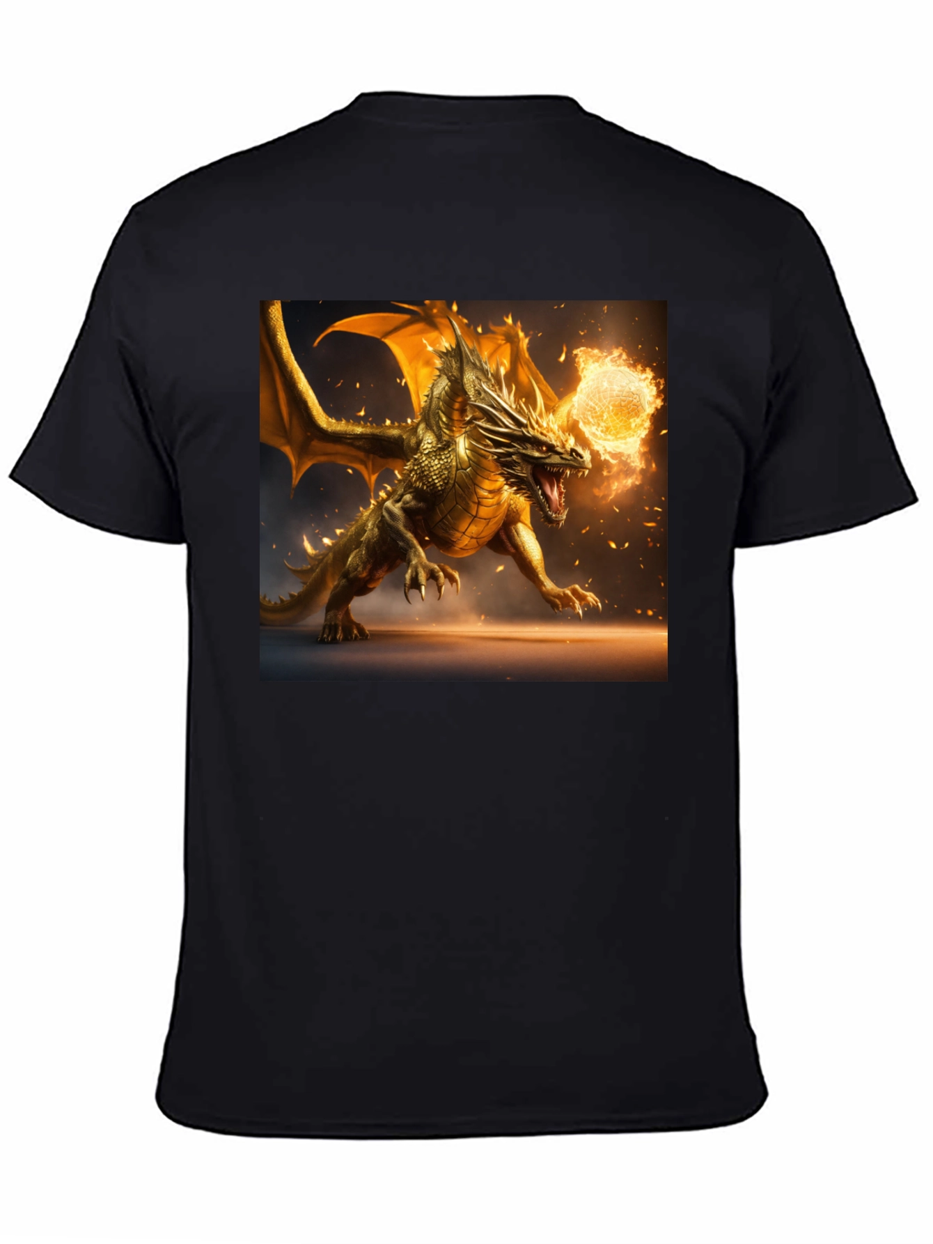 Dragon Fireball Graphic Black T-Shirt