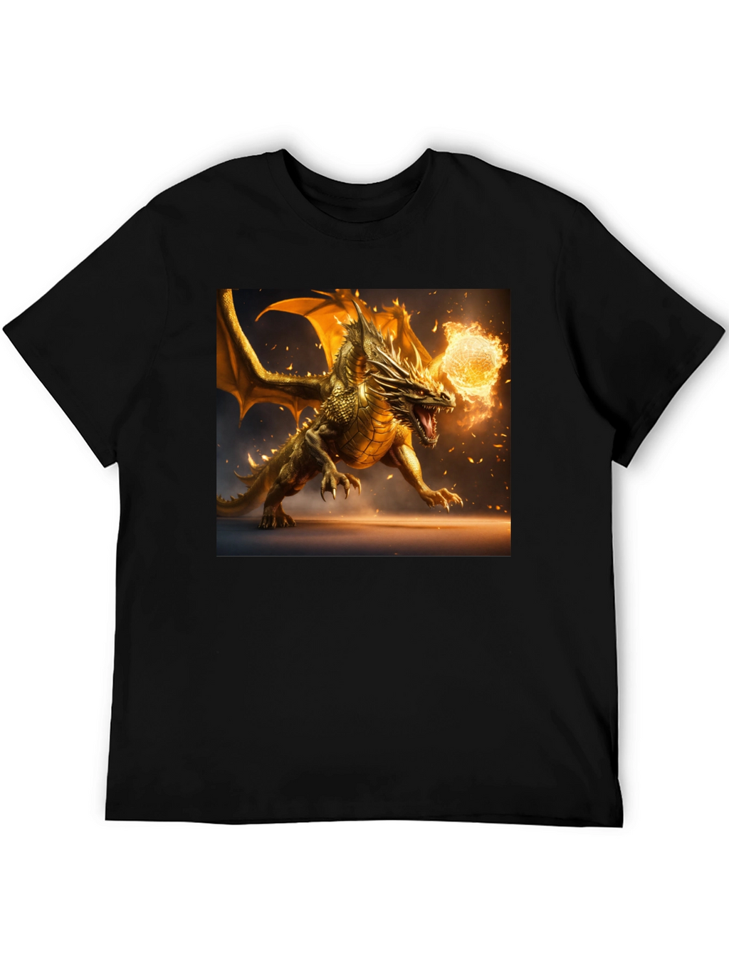 Dragon Fireball Graphic Black T-Shirt