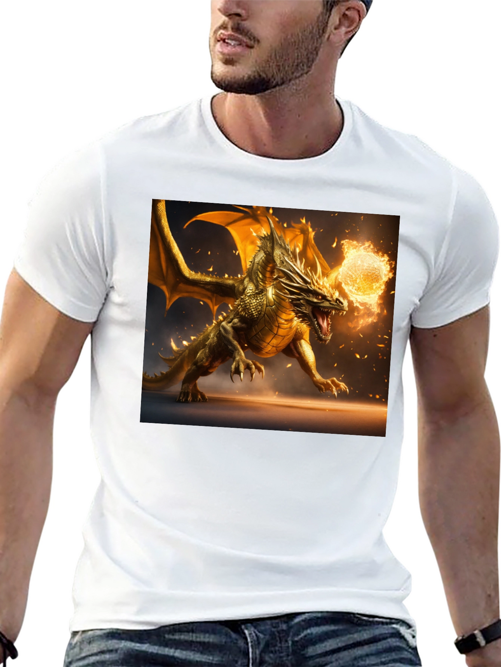 Dragon Fireball Graphic Black T-Shirt