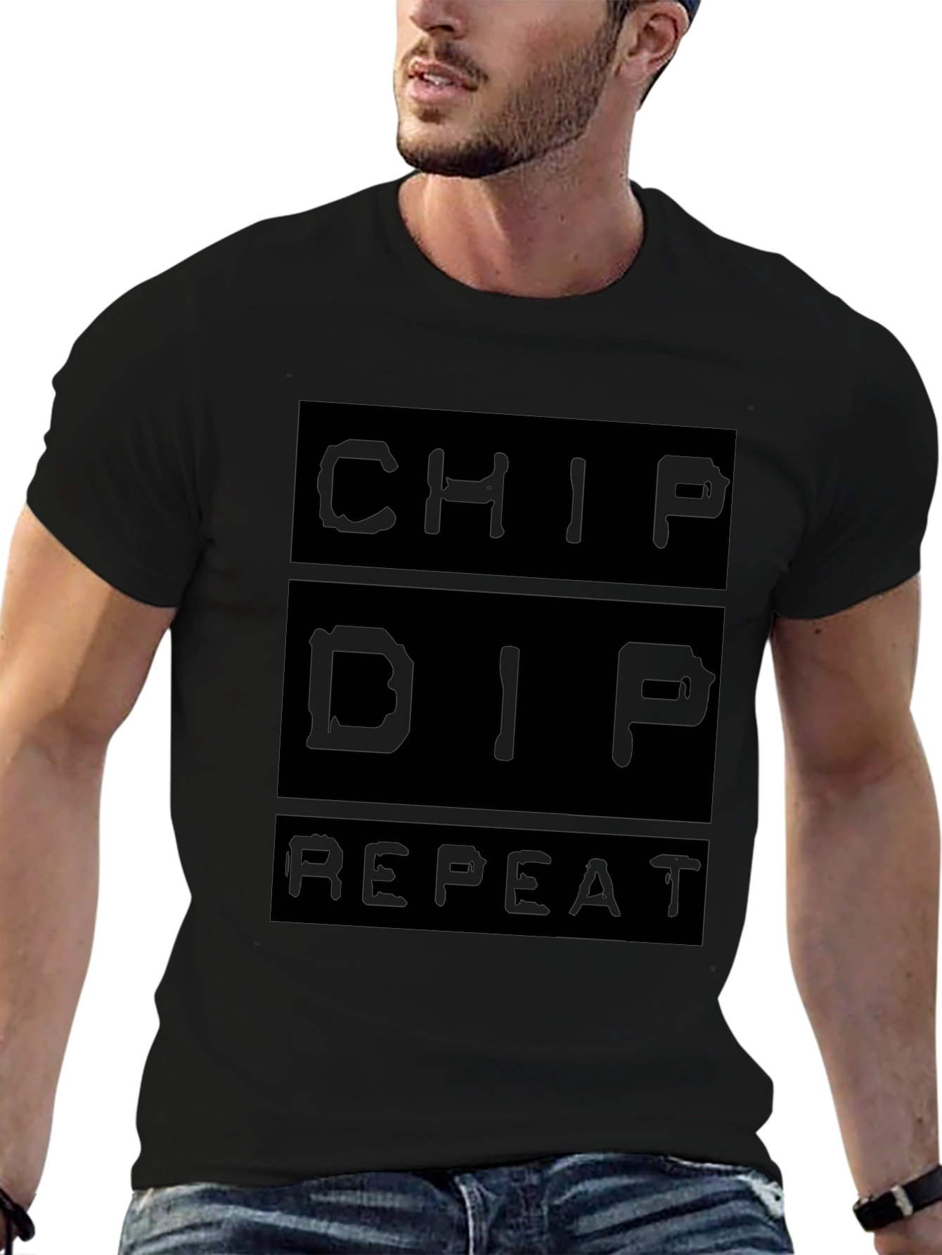 Chip Dip Repeat Graphic Tee - Black