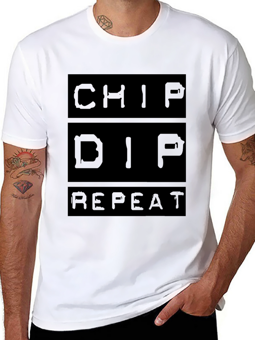 Chip Dip Repeat Graphic Tee - Black