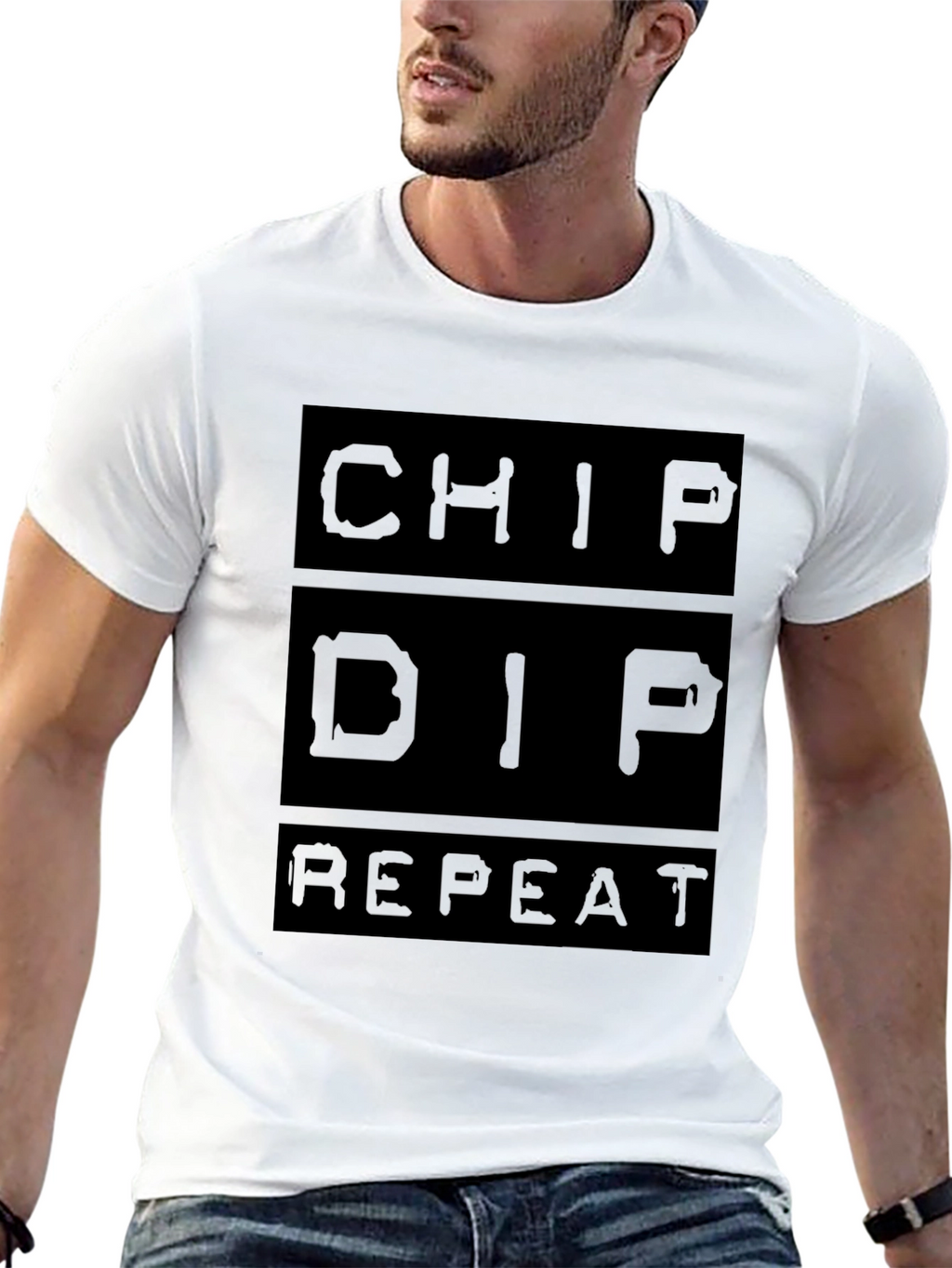 Chip Dip Repeat Graphic Tee - Black
