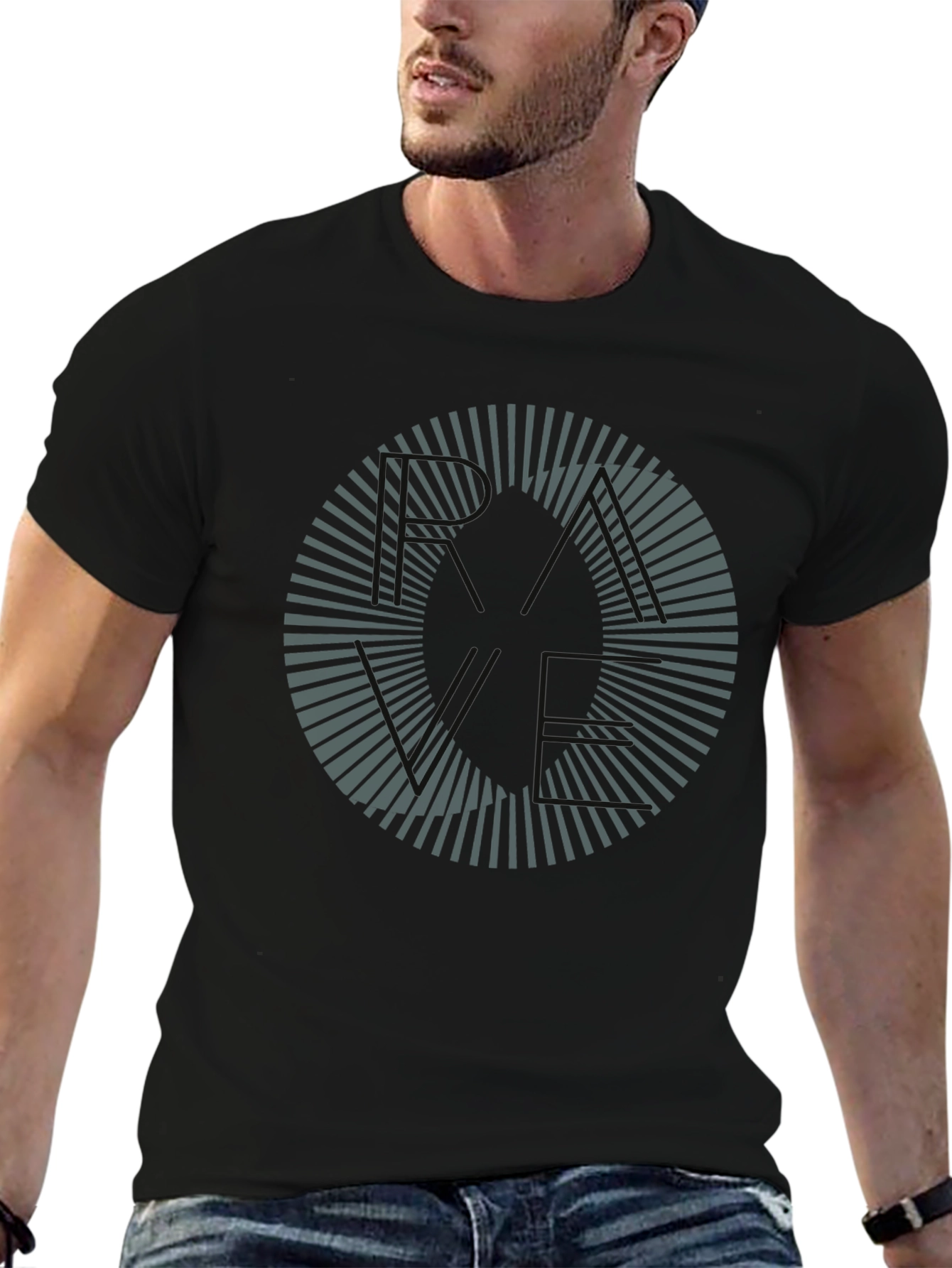 Abstract Circle Graphic Tee - Mens Black T-Shirt