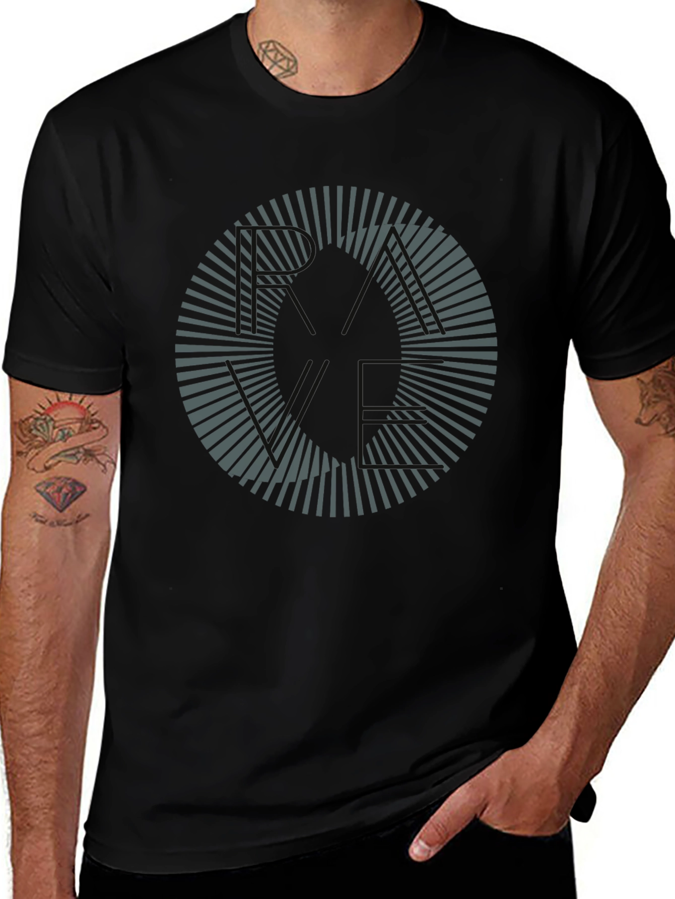 Abstract Circle Graphic Tee - Mens Black T-Shirt