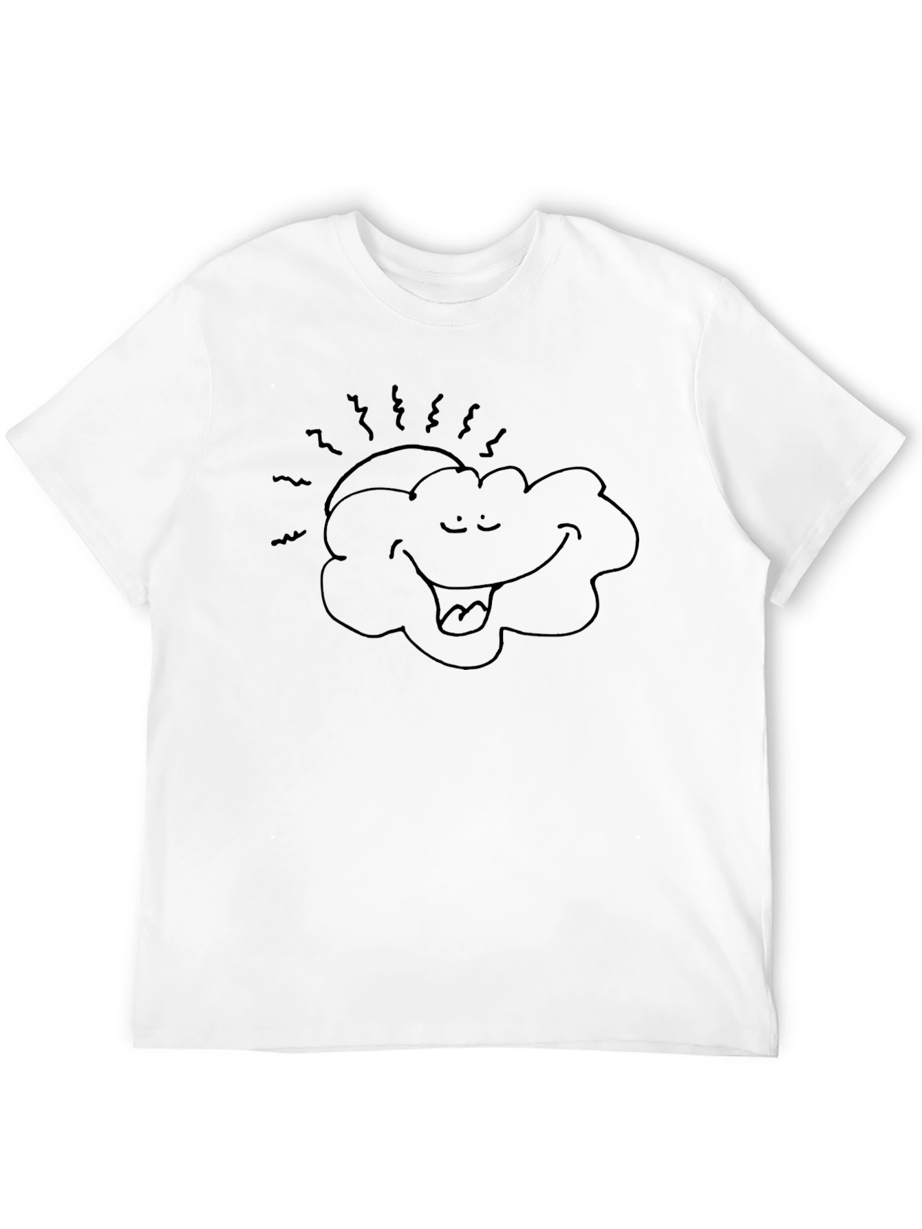 Funny Cartoon Smiling Sun & Cloud Graphic T-Shirt