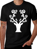 Stylish Deer Antler Graphic Tee - Black