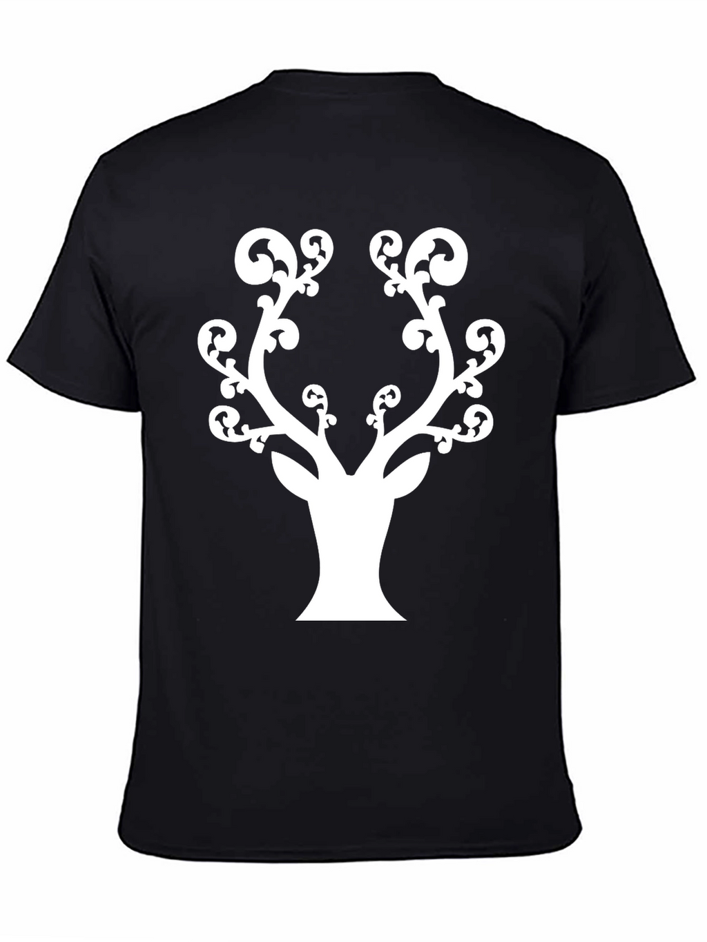 Stylish Deer Antler Graphic Tee - Black