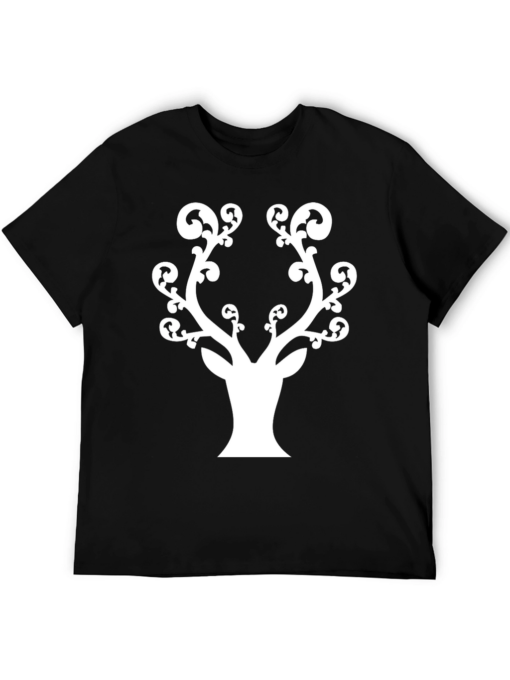 Stylish Deer Antler Graphic Tee - Black