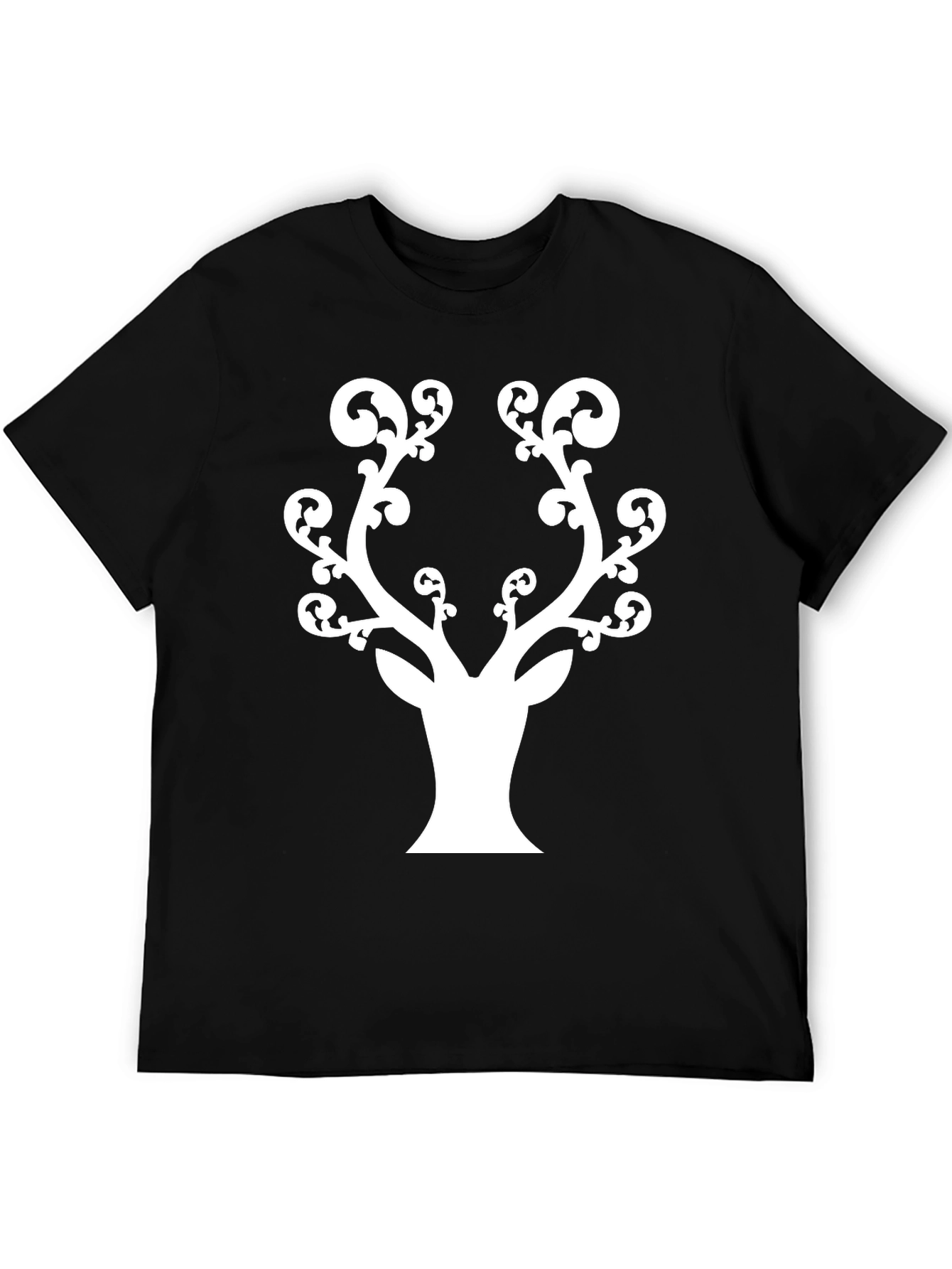 Stylish Deer Antler Graphic Tee - Black