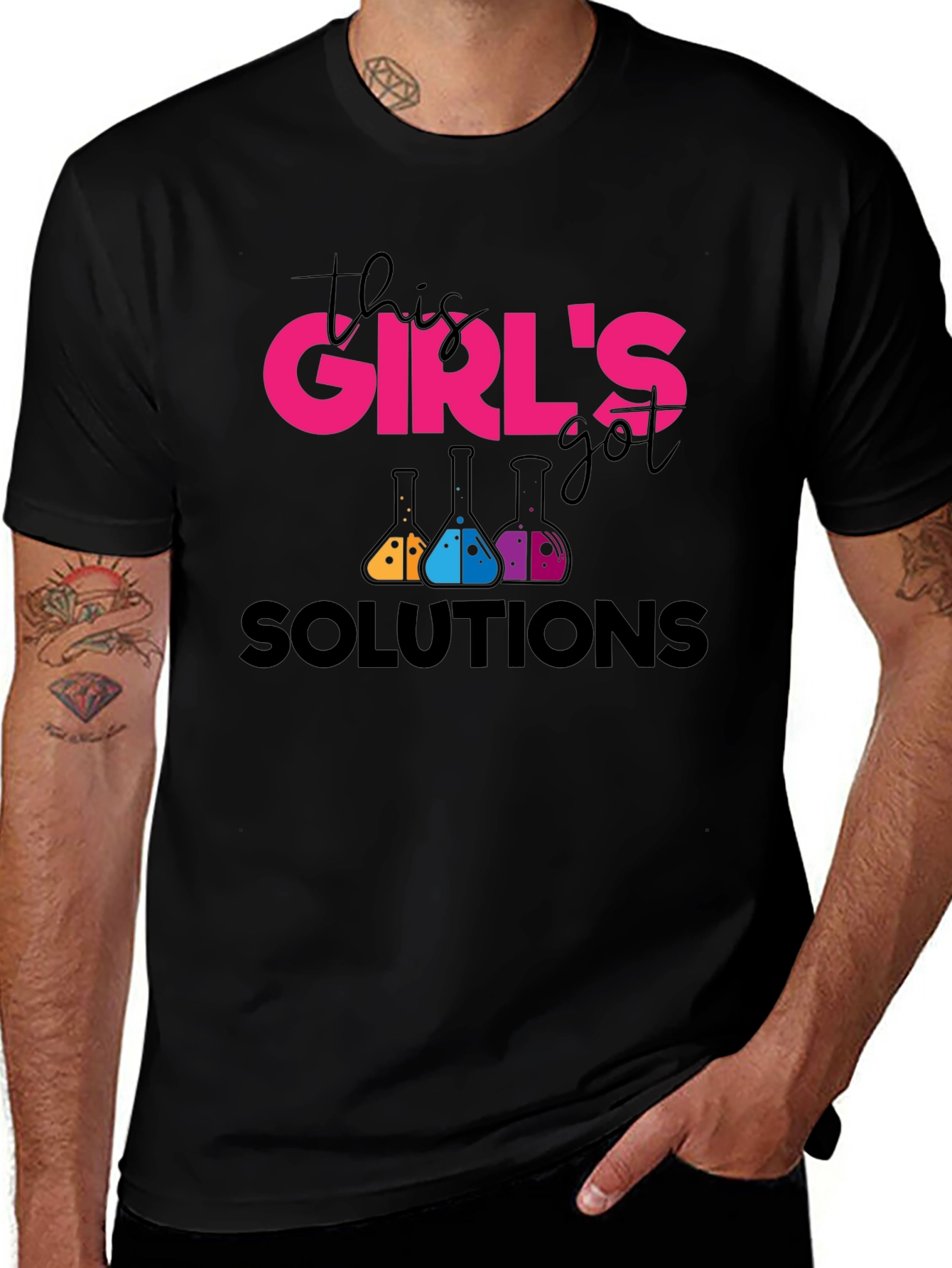 Girls Solutions Science T-Shirt - Black Cotton Tee