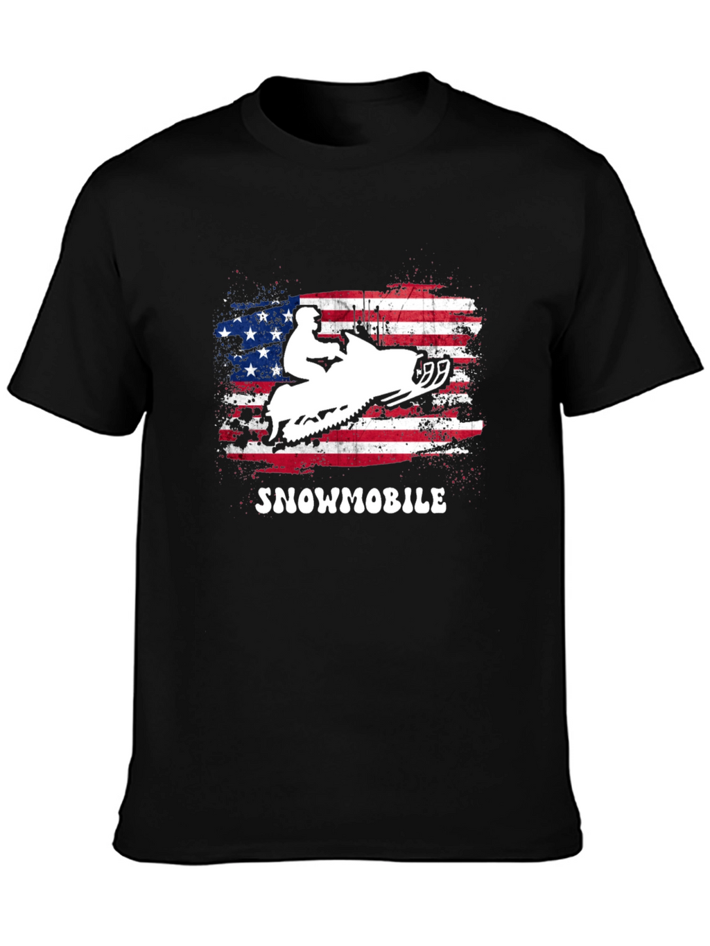 American Flag Snowmobile Graphic T-Shirt