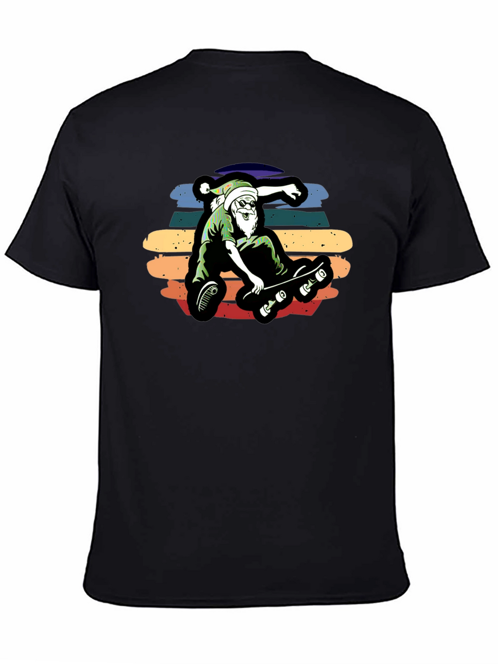 Skateboarding Santa Graphic Tee - Black
