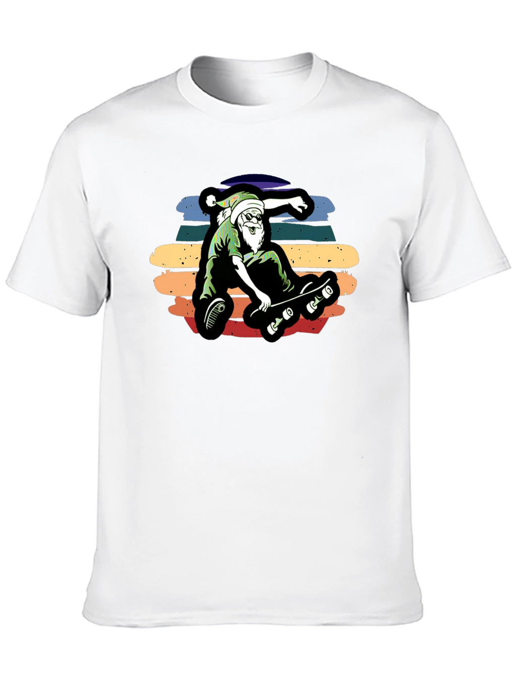 Skateboarding Santa Graphic Tee - Black