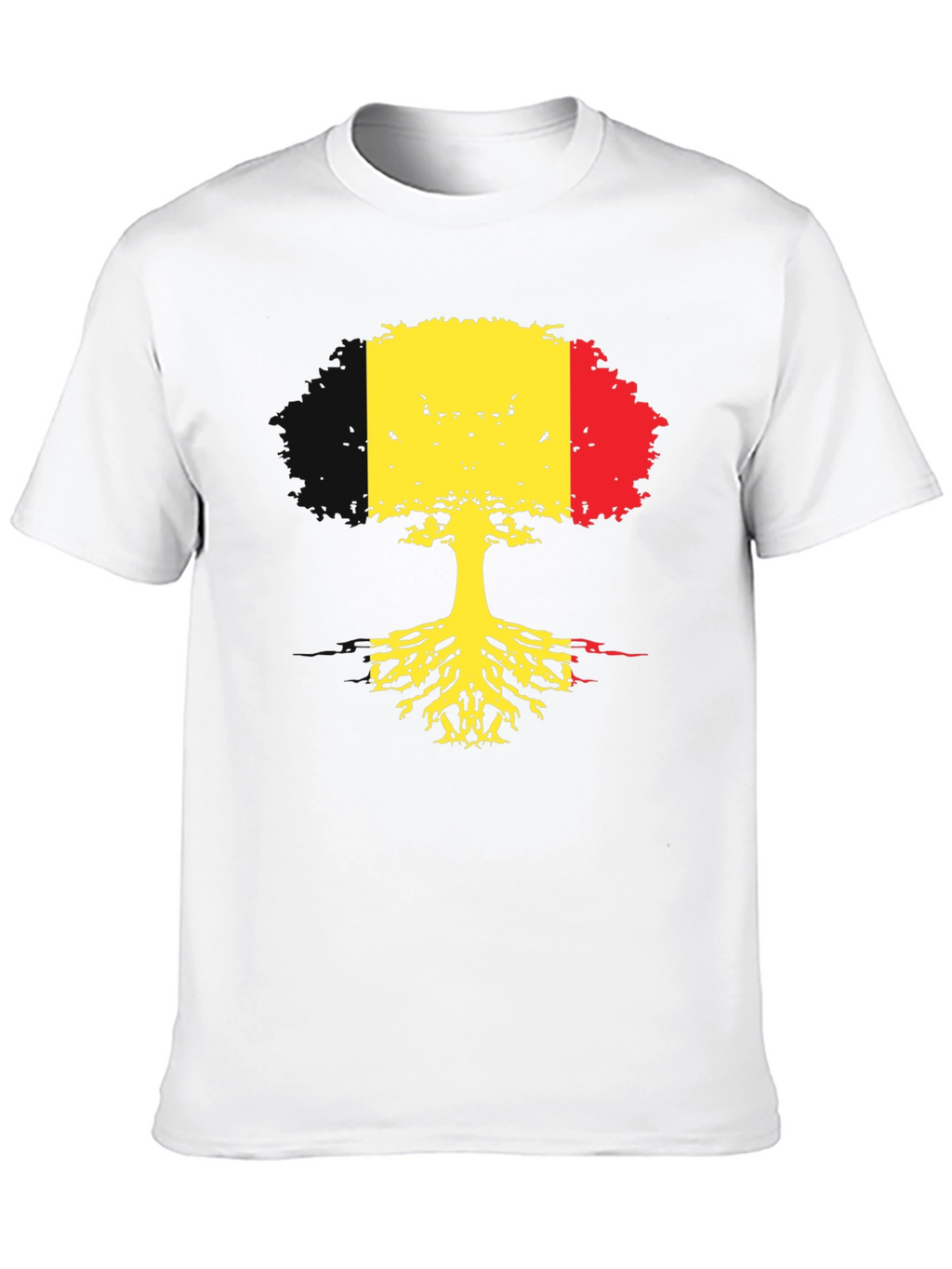 Belgium Flag Tree Roots Black T-Shirt