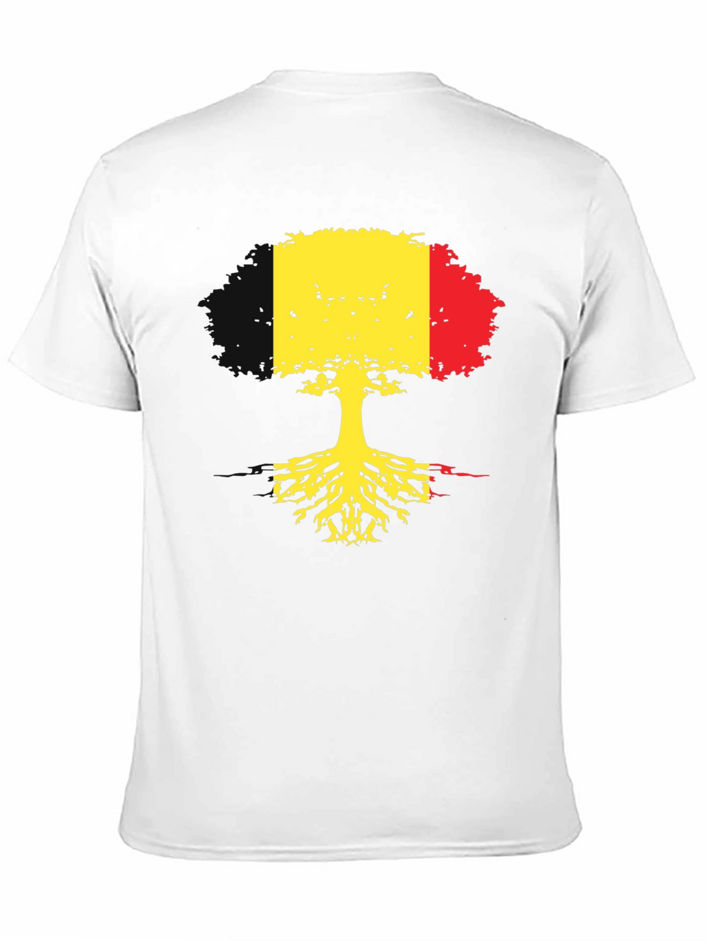 Belgium Flag Tree Roots Black T-Shirt