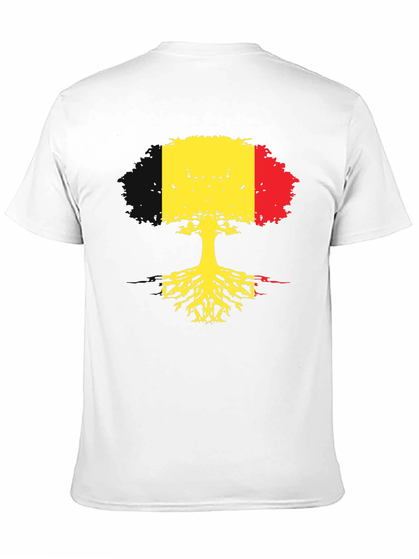 Belgium Flag Tree Roots Black T-Shirt