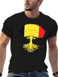 Belgium Flag Tree Roots Black T-Shirt