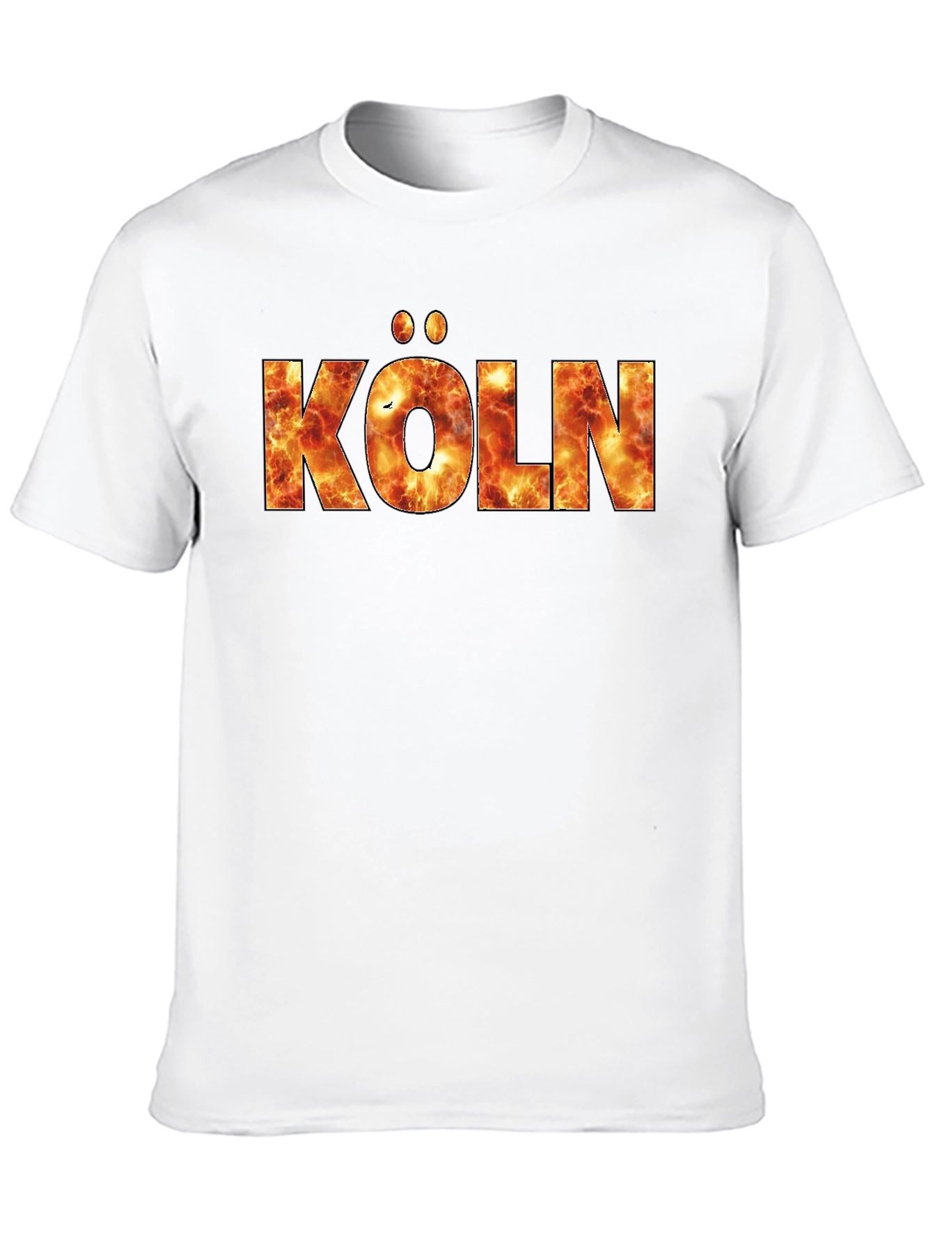 Köln Fire Print T-Shirt - Black Crew Neck
