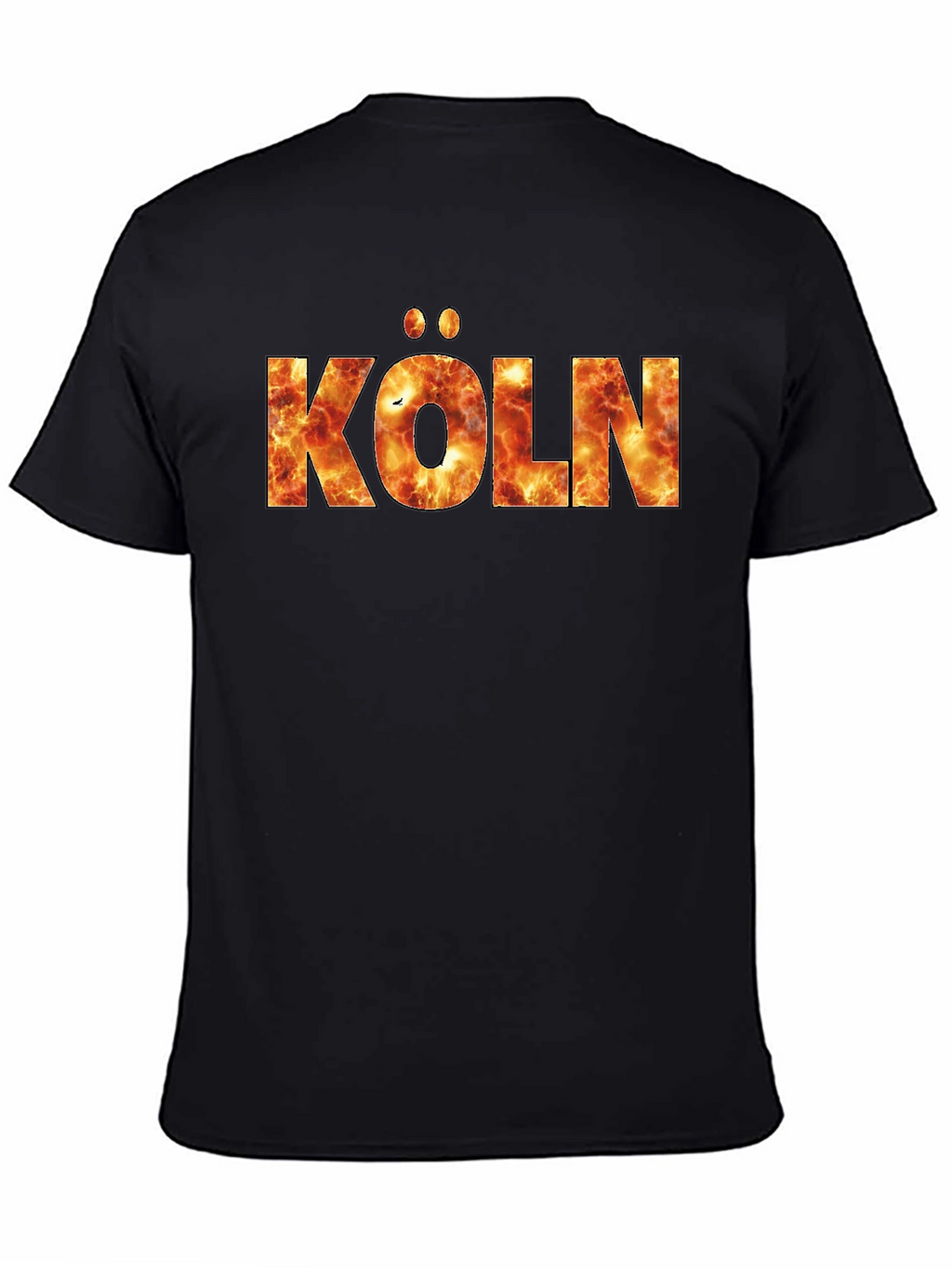 Köln Fire Print T-Shirt - Black Crew Neck