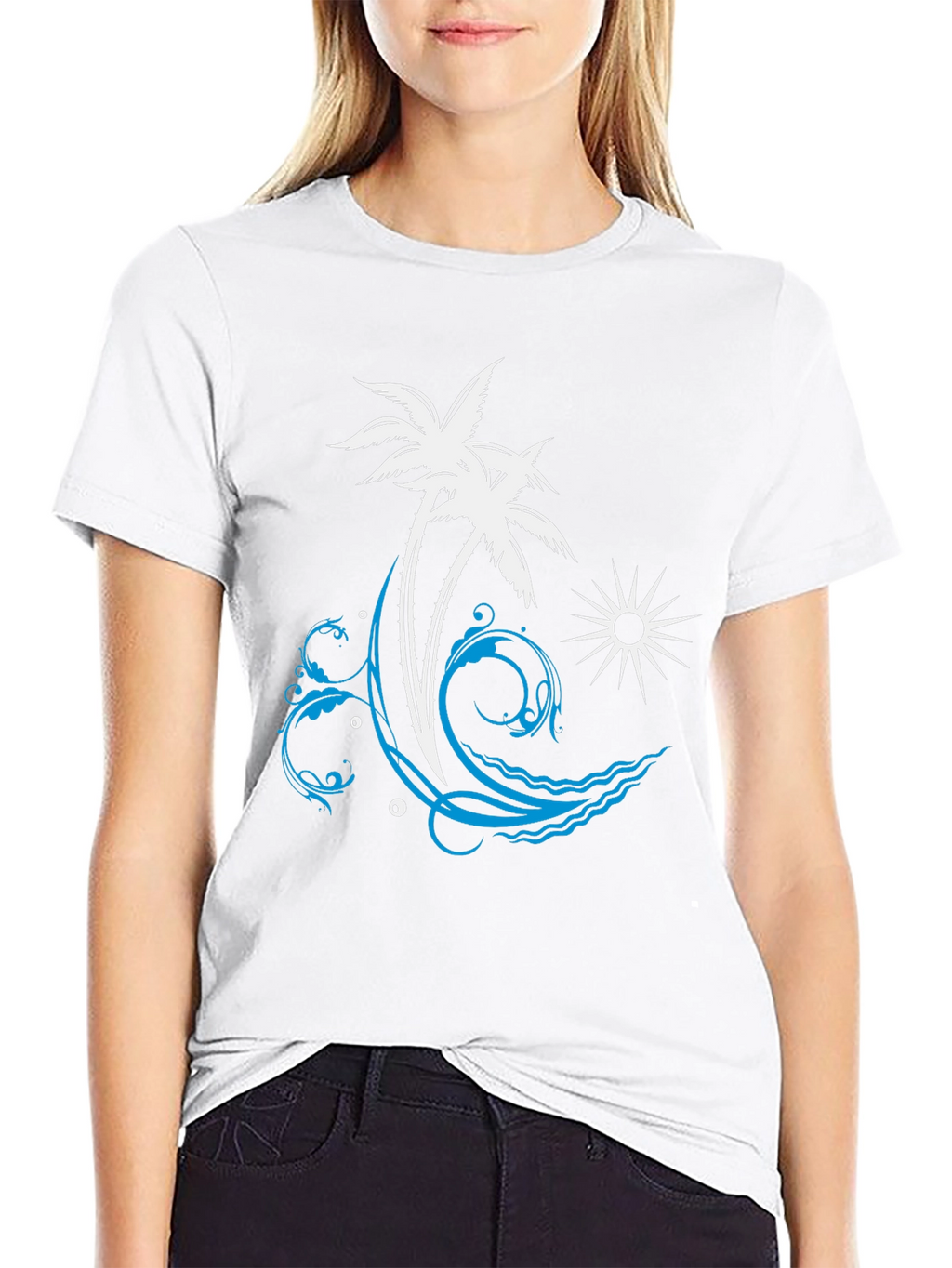 Tropical Palm Tree Wave Graphic T-Shirt