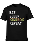 Eat Sleep Kickbox Repeat Mens Black T-Shirt