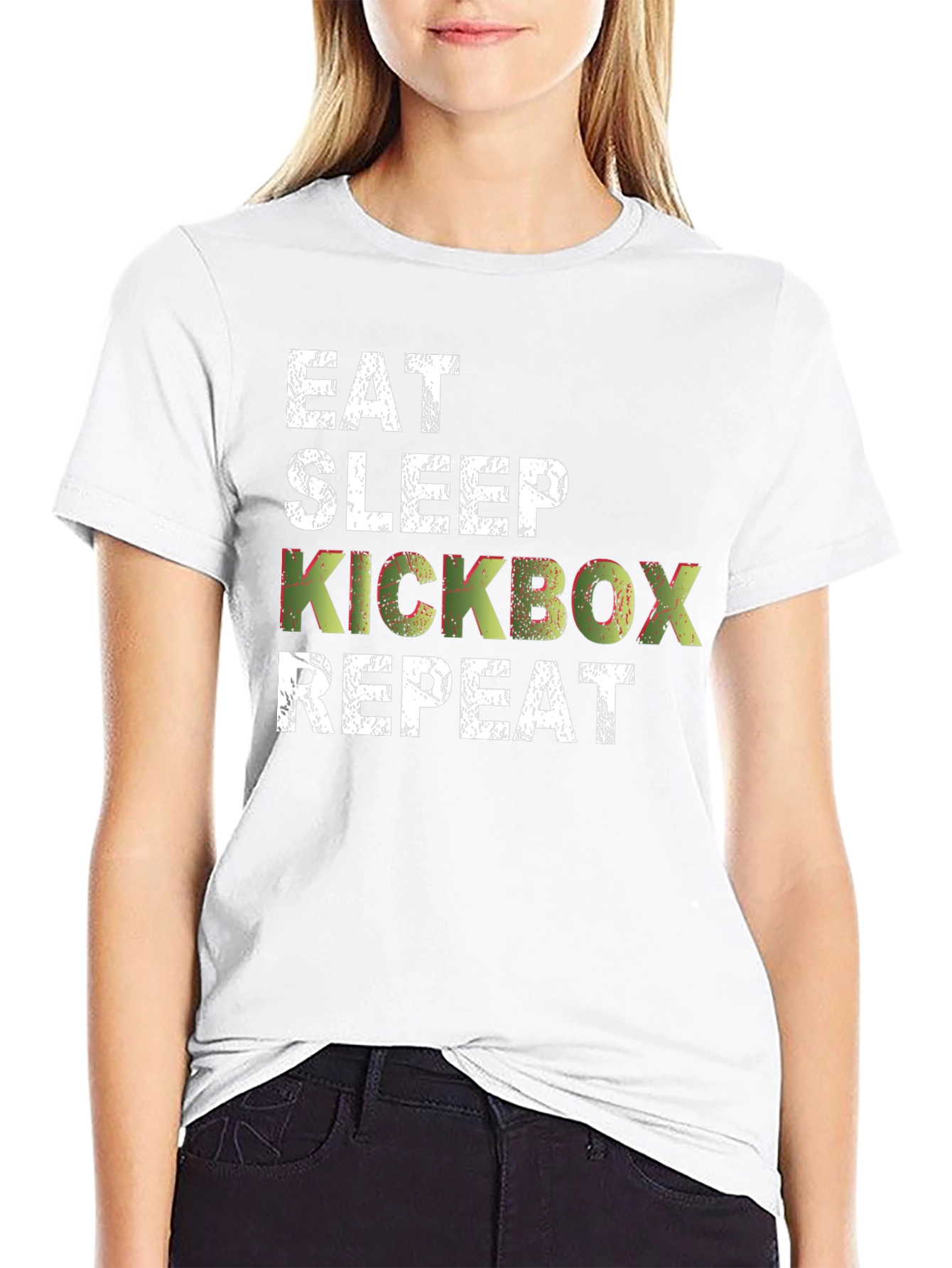Eat Sleep Kickbox Repeat Mens Black T-Shirt