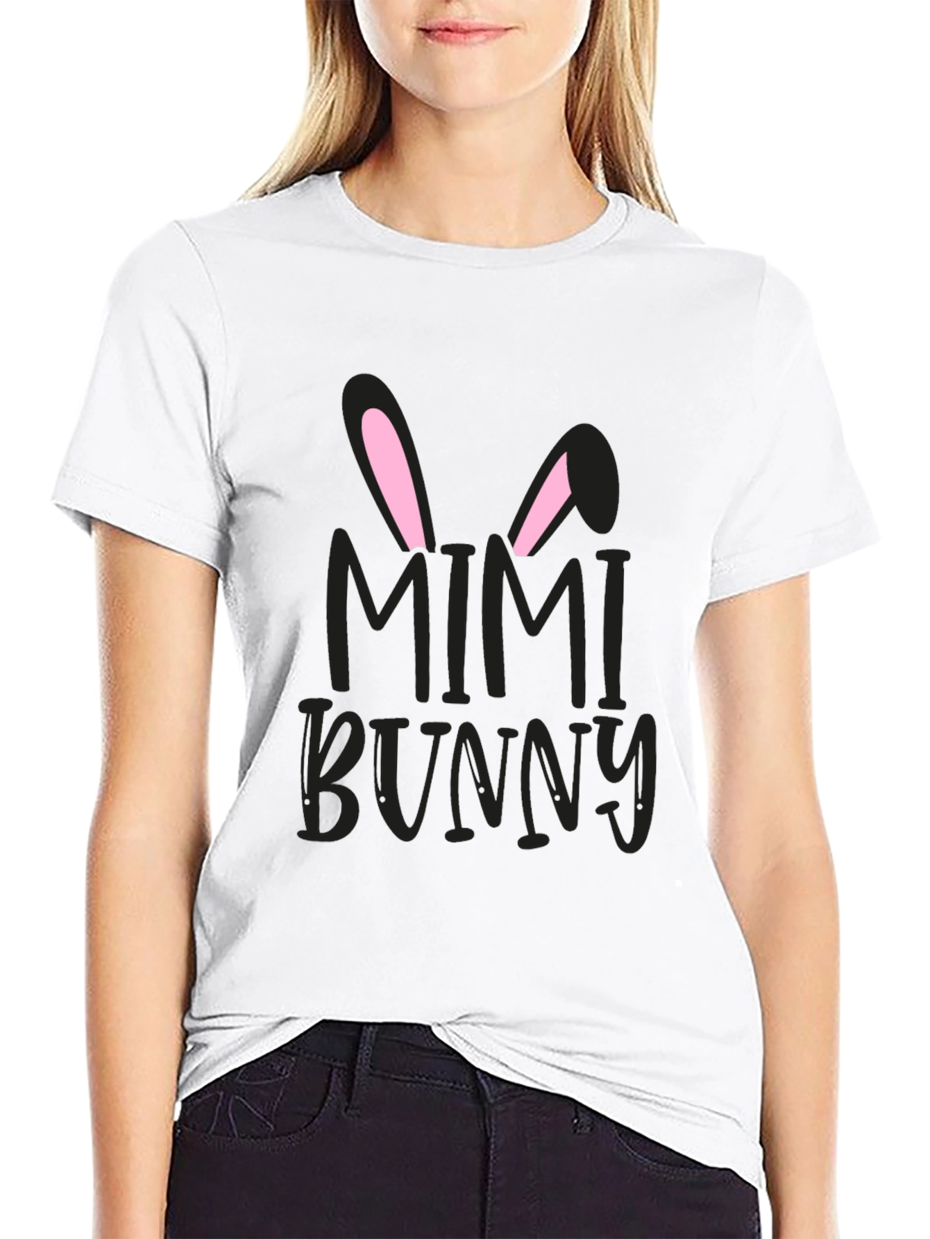 Mimi Bunny Easter Graphic Tee - Black
